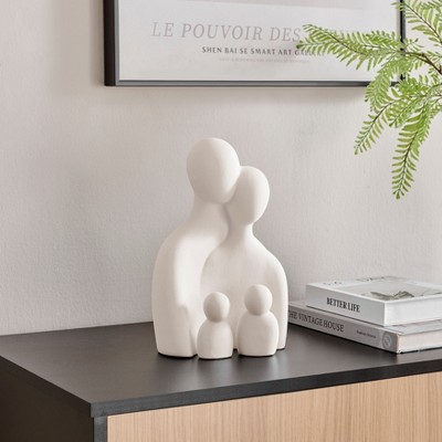 Cream Ceramic Abstract Family Sculpture Set, 10" Tall