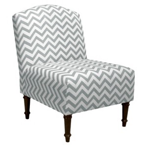 Upholstered Curved Back Armless Chair Zig Zag Ash-White - Skyline Furniture, Zigzag Grey/White