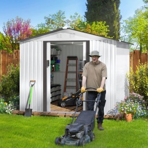 Bencmate Storage Sheds Outdoor Storage Room With All-Weather Design Metal Tool Shed For Backyard, Patio, Lawn, Multicolored, 101.18"*100.39"*70.28" - 1 of 4