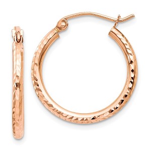 Black Bow Jewelry 2mm, 14k Rose Gold Diamond-cut Hoops, 20mm (3/4 Inch) - 1 of 4