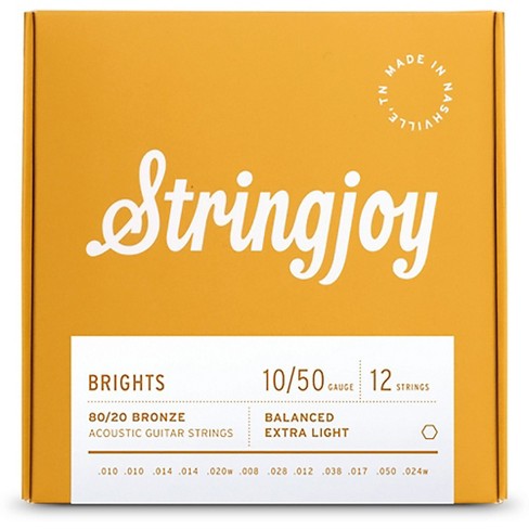 Stringjoy Brights 12 String 80/20 Bronze Acoustic Guitar Strings : Target