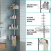TROPOW Corner Shower Caddy Tension Pole, 4-Tier Rustproof Bathroom Shelves with Built-In Towel Bars, 75-110 Inch Adjustable Bathtub Storage, Silver - 2 of 4