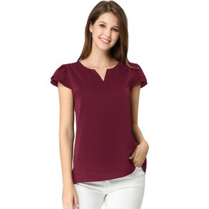 INSPIRE CHIC Women's Work Business Casual Plain Cap Sleeve Blouse - 1 of 4