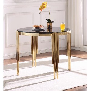 CENGHU 65" Rectangle Glass Dining Table, Tempered Glass Tabletop and Polished Gold Legs, Modern Style Kitchen Table for Home, Kitchen, Dining Room - 1 of 4