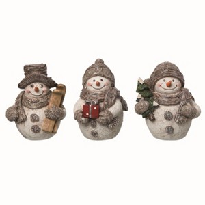 Transpac Small Resin Merry Snowman Figurine Set of 3 Christmas Home Decorations - 1 of 1