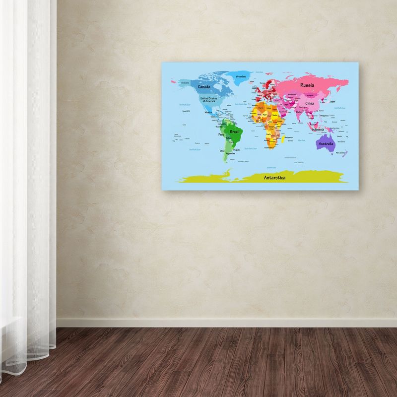 Trademark Fine Art -Michael Tompsett 'World Map for Kids' Canvas Art, 3 of 4
