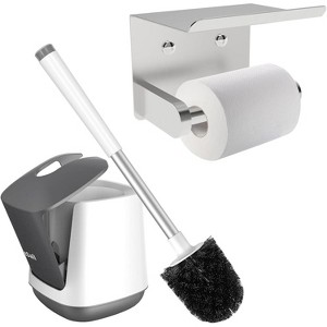 SetSail Toilet Brush and Holder, Self Closing Lid Toilet Bowl Brushes Holders - 1 of 3