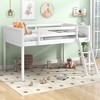 TIRAMISUBEST Twin/Full Size Wood Low Loft Bed with Ladder, ladder can be placed on the left or right, Kids Loft Bedframe with Guardrail - 2 of 4