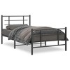 vidaXL Metal Single Bed Frame - Black Steel with Headboard/Footboard, Breathable Support Slats - 2 of 4
