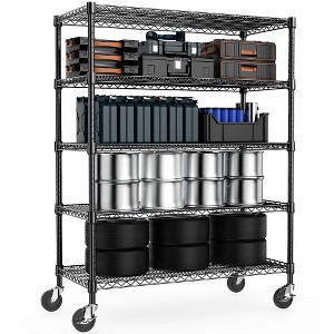 Lyngins Heavy-Duty Carbon Steel Storage Shelves, Adjustable Garage Shelving, 5-Tier Utility Shelving Unit Steel Organizer Wire Rack for Home - 1 of 4
