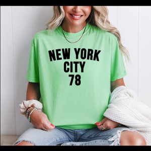 Simply Sage Market New York City Arched 78 Puff Print Garment Dyed Tee - 1 of 4