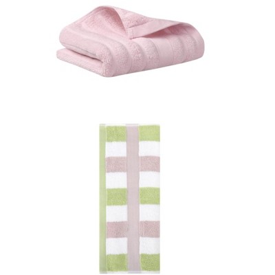 REGALWOVEN Pure Cotton Striped Decorative Hand Towel for Bathroom 14" x 30"/13" x 29" 2 Pcs