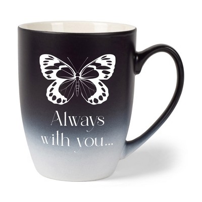 Elanze Designs Always With You Two Toned Ombre Matte Black and White 12 ounce Ceramic Stoneware Coffee Cup Mug