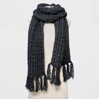 Women's Hand Knit Scarf - Universal Thread™ Black