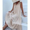 Coolmee Women's Casual Dress Sleeveless V Neck Button Beach Sundress Tiered Ruffle Flows Midi Dresses - 4 of 4