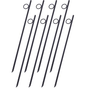 VisioGear Tent Accessories, 8pcs Stake with Loop, 18" Tall Tent Canopy Ground Stakes with Angled Ends for Campsites and Canopies, Black, 18"*1.8"*0.4" - 1 of 4