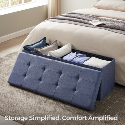 Storage Ottoman Bench, 15 x 43 x 15 Inches, End of Bed Bench, Storage Chest, for Living Room, Bedroom, Entryway