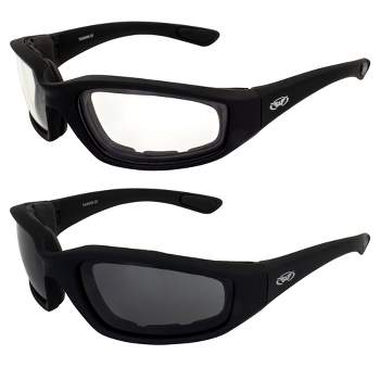 2 Pairs of Global Vision Kickback Safety Motorcycle Glasses with Clear, Smoke Lenses