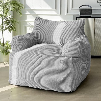 MAXYOYO Giant Bean Bag Chair, Stuffed Bean Bag Couch for Living Room, Grey