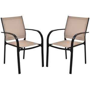 Tangkula 2PCS Outdoor Dining Chairs Stackable Chairs w/Armrests & Breathable Fabric for Balcony Garden & Patio - 1 of 4
