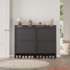 Shoe Cabinet with 2/3/4/6 Flip Drawers/ with 3 Flip Drawers & Side Door, Wooden Shoe Organizer w/Adjustable Shelf, Shoe Storage for Entryway - 3 of 4