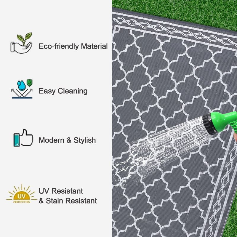 Outdoor Rug Waterproof Reversible Rug Outside Plastic Carpet, Stain & UV Resistant Portable RV Mat, 5 of 7