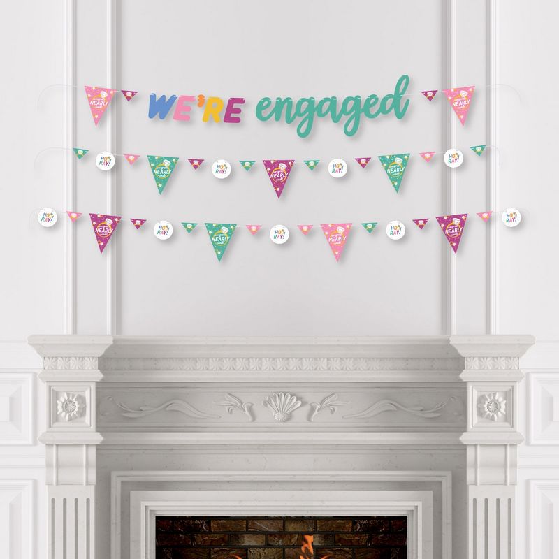 Big Dot of Happiness Just Engaged - Colorful - Engagement Party Letter Banner Decoration - 36 Banner Cutouts and We're Engaged Banner Letters, 3 of 8