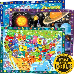 Puzzles for Kids Ages 4-6 – 3 Pack 100 Piece Floor Puzzles for Kids 8-10 Year Old – Learning Games 5-7 – United States Educational Puzzles Toddler 3-5 - 1 of 4
