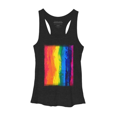 Adult Design By Humans Vertical Artistic Pride Flag By stevej Racerback Tank Top