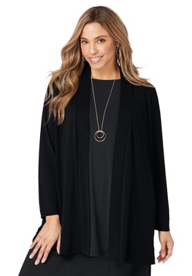 Jessica London Women's Plus Size Stretch Knit Open Front Knit Topper