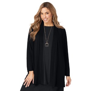 Jessica London Women's Plus Size Stretch Knit Open Front Knit Topper - 1 of 4