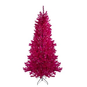 Northlight 9' Unlit Artificial Christmas Tree Metallic Pink Tinsel - 1 of 4