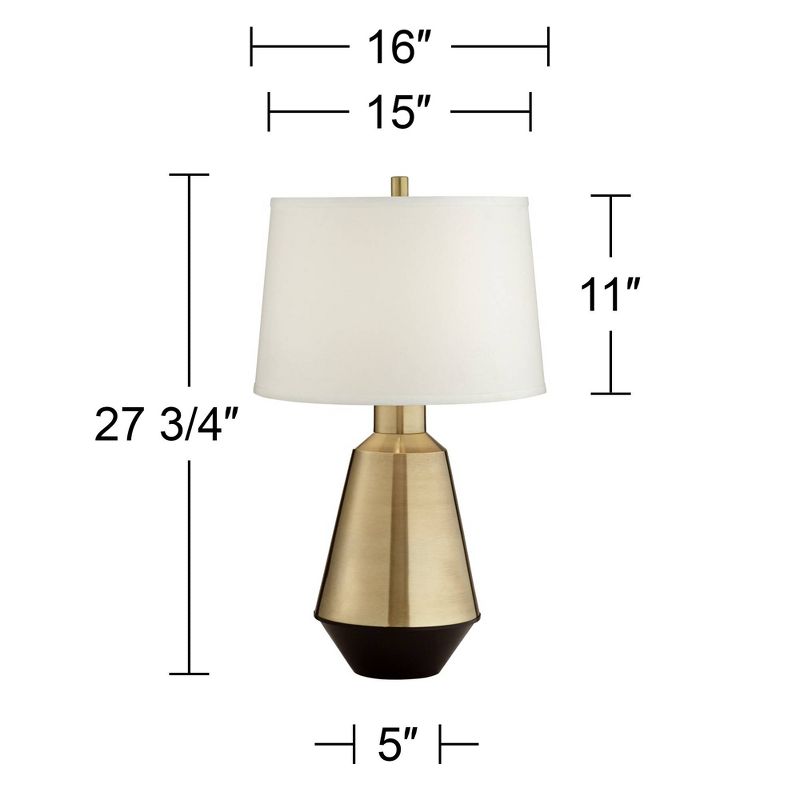 Possini Euro Design Modern Table Lamp 27.75" Tall Brass Bronze White Drum Shade for Living Room Bedroom Bedside Nightstand Office Family, 5 of 6