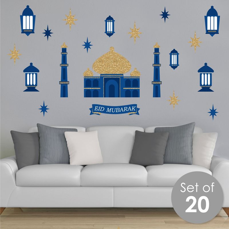 Big Dot of Happiness Eid Mubarak - Peel and Stick Ramadan Vinyl Wall Art Stickers - Wall Decals - Set of 20, 3 of 10