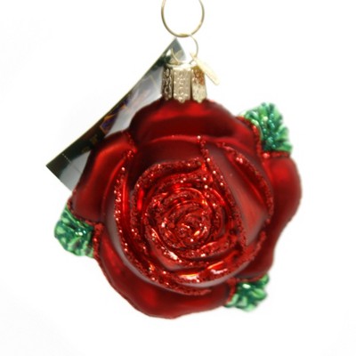 Old World Christmas 3.0" Red Rose Ornament Flower Promise Love  -  Tree Ornaments