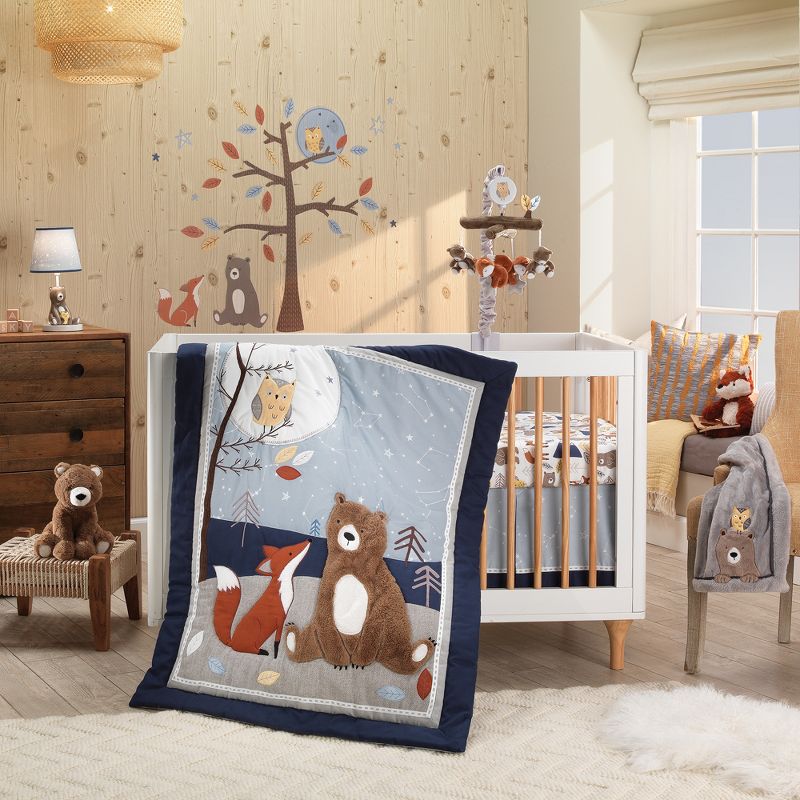 Lambs & Ivy Sierra Sky Woodland Bear/Fox 100% Cotton Baby Fitted Crib Sheet, 3 of 5