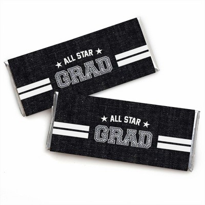 Big Dot of Happiness All Star Grad - Candy Bar Wrappers Graduation Party Favors - Set of 24