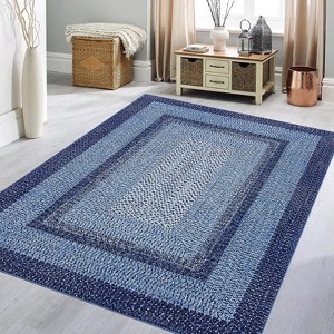 Modern Washable Area Rug, Non Slip Indoor Print Mat For Living Room Bedroom Dining Room Kitchen Enterway, Low Pile Stain Resistant Foldable Carpet - 1 of 4