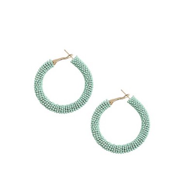 SOHI Women's Mint Green Beaded Cluster Hoop Earrings