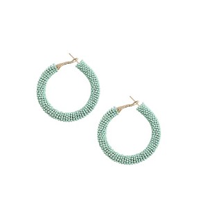 SOHI Women's Mint Green Beaded Cluster Hoop Earrings - 1 of 4