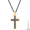 Steeltime Men's stainless steel Our Father english prayer rotating cross pendant. Color Options: Silver, Gold, Black, Mixed - 3 of 4