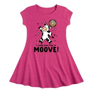 Girls' - Instant Message - Watch Me Moove Disco Cow Fit & Flair Cap Sleeve Graphic Dress - 1 of 4