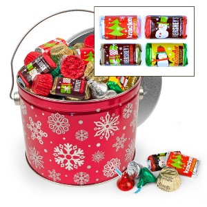 Christmas Gifts for Employees 2.7 lb Hershey's Candy Holiday Gift Tin- Red Snowflake - 1 of 1