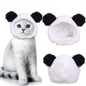 1 Or 2pcs Cute Cat Costume Warm Bear Hats For Cat Adjustable Soft Small Pet Headwear Bear Hat For Cat Puppy Dog Holiday Christmas Halloween - 1 of 4