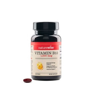 NatureWise Vitamin B12 1000 mcg - B12 Supplement for Energy & Nervous System Health - Easy-to-Swallow, Gluten-Free, Non-GMO - 1 of 4