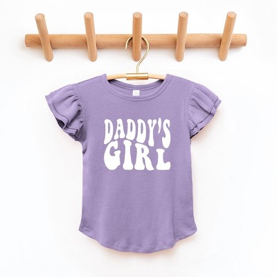 The Juniper Shop Daddy's Girl Wavy Toddler Flutter Sleeve Tee