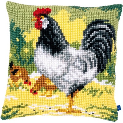 Vervaco Counted Cross Stitch Cushion Kit 16"X16"-White Rooster