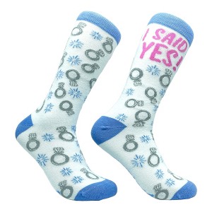 Crazy Dog T-Shirts Womens I Said Yes Socks Cute Bride Wedding Party Engagement Footwear - 1 of 4