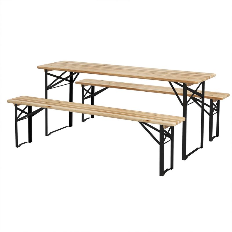 Outsunny 6' Portable Picnic Table and Bench Set, Outdoor Wooden Folding Camping Dining Table Set for Patio Garden Outdoor Activities, 5 of 9