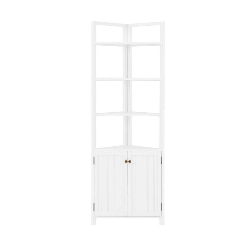 Dover Corner Storage Cabinet with Two Doors and Open Shelving White - Alaterre Furniture, 1 of 8